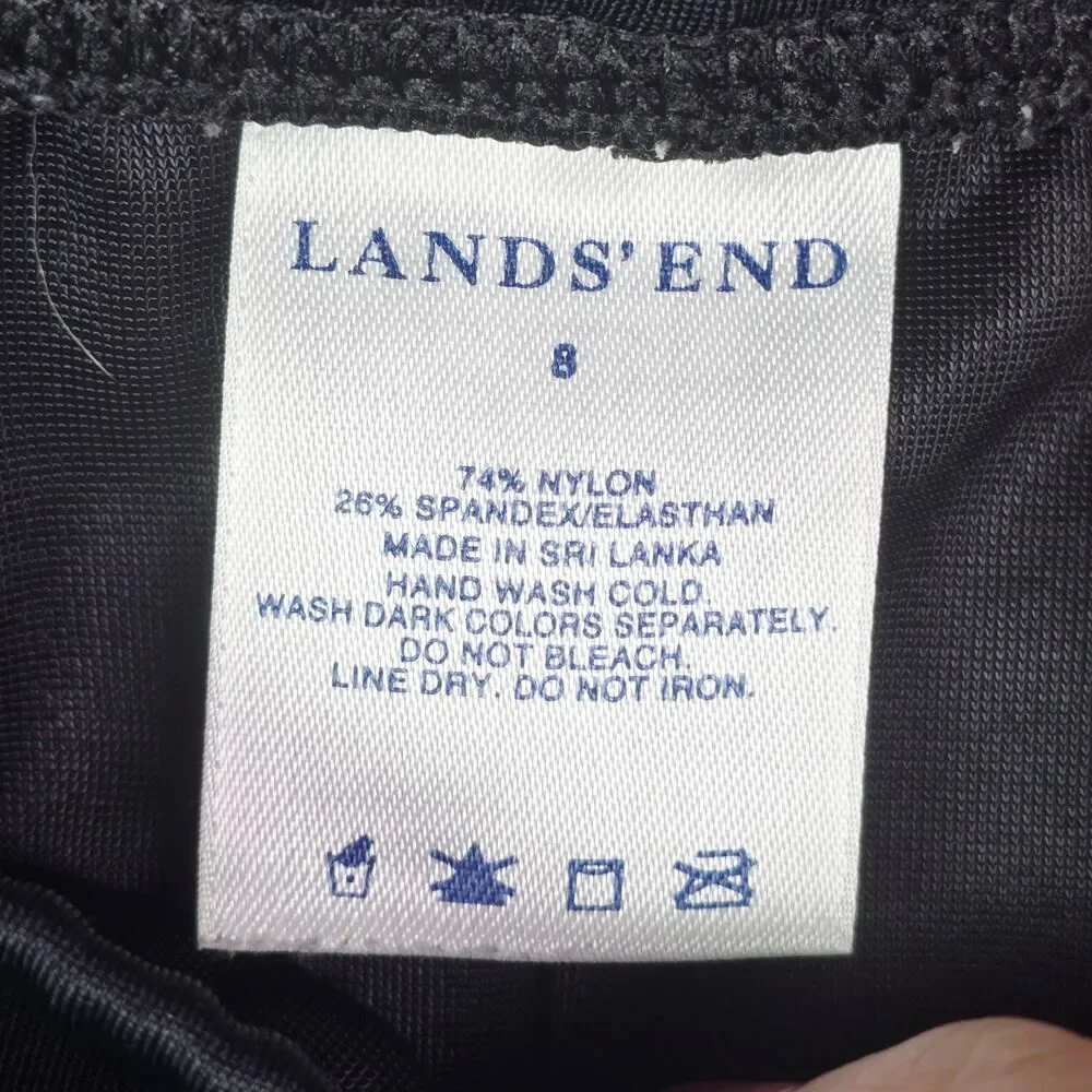 Lands End Womens Swim Skirt 8 Black Beach Swim Bottom Pull On Modest Swimwear